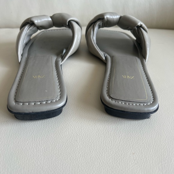 Zara Sage Leather Braided Slides size 37 - Picture 5 of 6